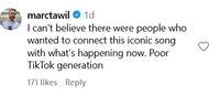 Another user calls TikTok generation "poor" (image via @marctawil on Instagram)